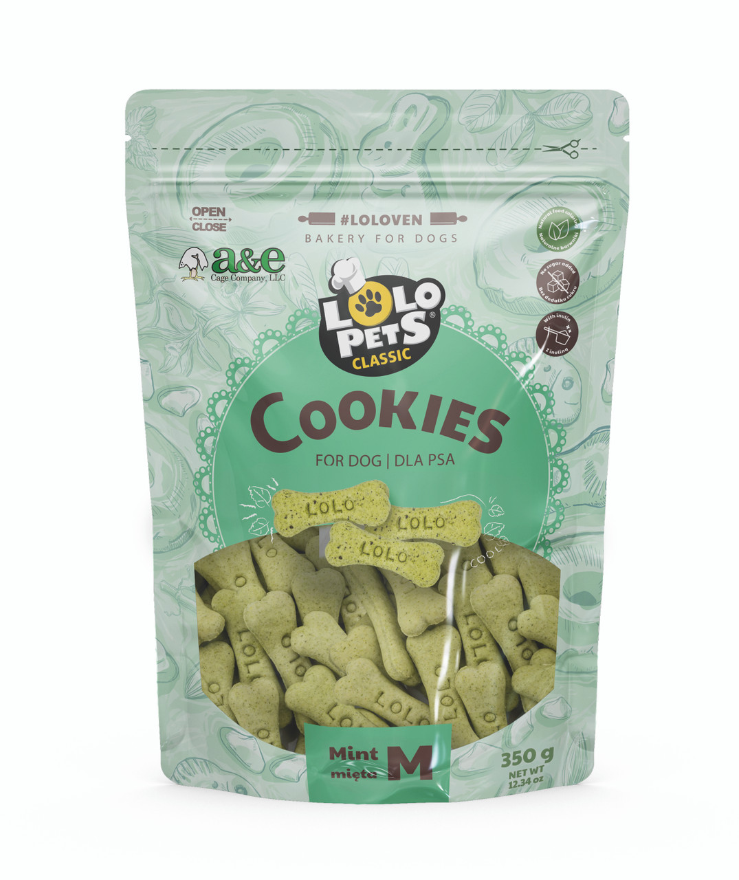 A&E Lolo Pets Classic Medium Bone Shaped Mint Flavored Dog Biscuit