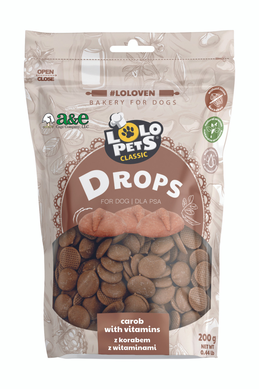 A&E Lolo Pets Classic Carob Flavored Yogurt Drops Dog Treats Feeders