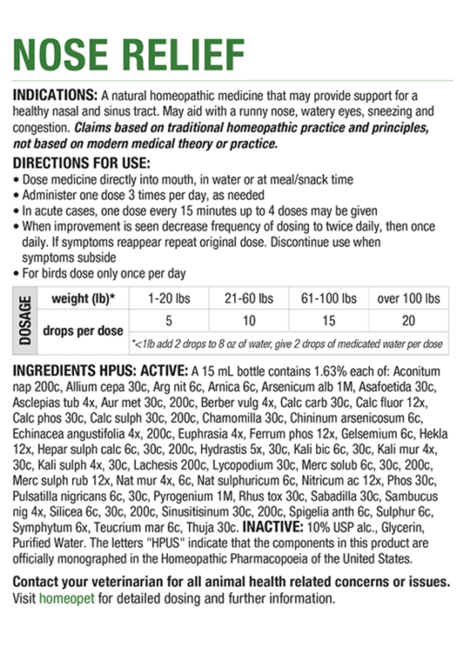 Homeopet Nose Relief Multispecies Formula - Feeders Pet Supply