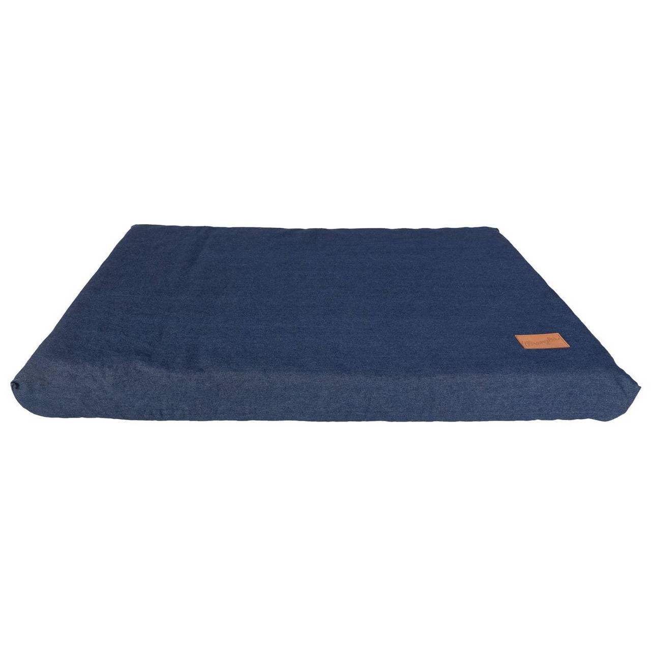 View of Wrangler Reversible Denim Sherpa Crate Mat Pet Bed - Feeders Pet Supply
