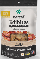 Pet Releaf Edibites Peppered Bacon Soft Chews for Small & Medium Breed Dogs 7.5 oz