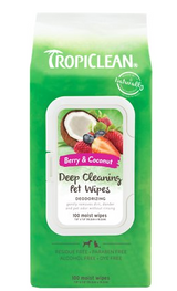 Tropiclean Deep Cleaning Berry & Coconut Dirt & Odor Remover Dog & Cat Wipes 100 ct