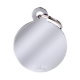 Myfamily Big Round in Chrome Plated Brass Personalized Dog ID Tag 
