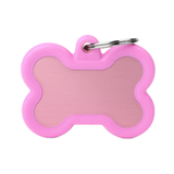 Myfamily Hushtag Pink Aluminum Bone Personalized Dog ID Tag 