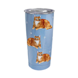 E & S Imports Serengeti Orange Tabby Cat Stainless Steel, Vacuum Insulated Tumbler with Spill Proof Lid 20 oz