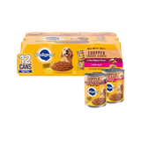 Pedigree Chopped Ground Dinner Filet Mignon & Beef Adult Canned Dog Food Variety Pack 13.2 oz/Case of 12