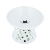 Necoichi Go Green Extra Wide Raised Cat Porcelain Food Bowl 4 x 6 in