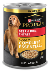 Purina Pro Plan Adult 7+ Senior Complete Essentials Beef & Rice Entrée in Gravy Wet Dog Food