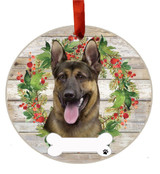 E & S Imports German Shepherd Ceramic Holiday Ornament 