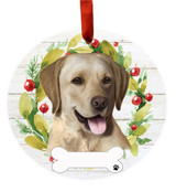 E & S Imports Labrador Yellow Ceramic Holiday Ornament 