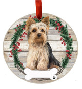 E & S Imports Yorkie Full Body Ceramic Holiday Ornament 