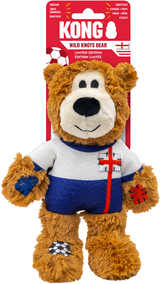 Kong Limited Edition Soccer England Wild Knots Bear Dog Toy 7 in