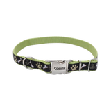 Coastal Pet Products Ribbon Adjustable Dog Collar with Metal Buckle- Brown Paws & Bones