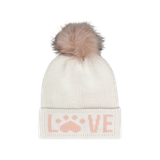 Hatphile Love White and Pink PomPom Knit Beanie 
