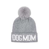 Hatphile Dog Mom Gray PomPom Knit Beanie 