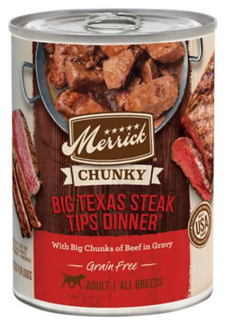Merrick Big Texas Steak Tips Dinner Chunky Grain-Free Canned Dog Food