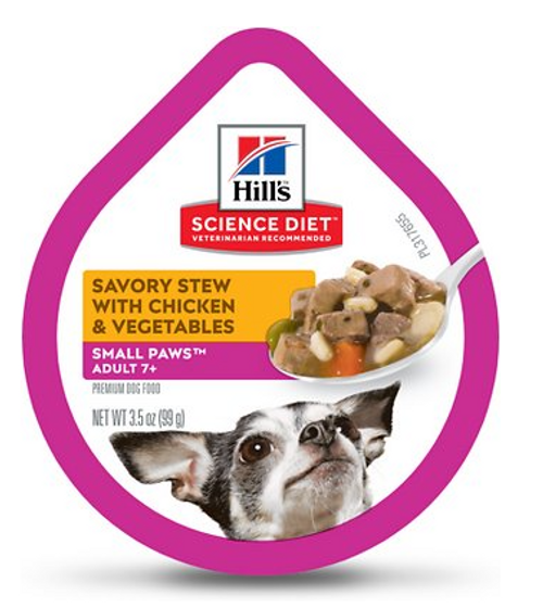Hill's Science Diet Senior 7+ Small Paws Savory Chicken & Vegetable Stew Dog Food Trays