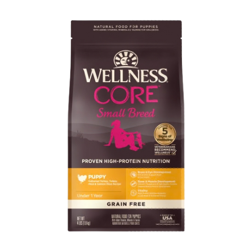 Wellness Core Small Breed Puppy Deboned Turkey, Turkey Meal, & Salmon Meal Recipe Grain-Free Dry Dog Food 4 lb