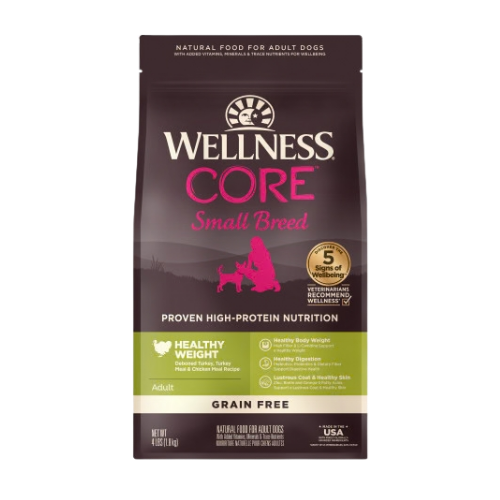 Wellness Core Small Breed Healthy Weight Deboned Turkey, Turkey Meal, & Chicken Meal Recipe Grain-Free Dry Dog Food 4 lb