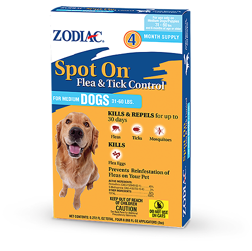 Zodiac Spot On Flea & Tick Control for Dogs and Puppies, 4 pk