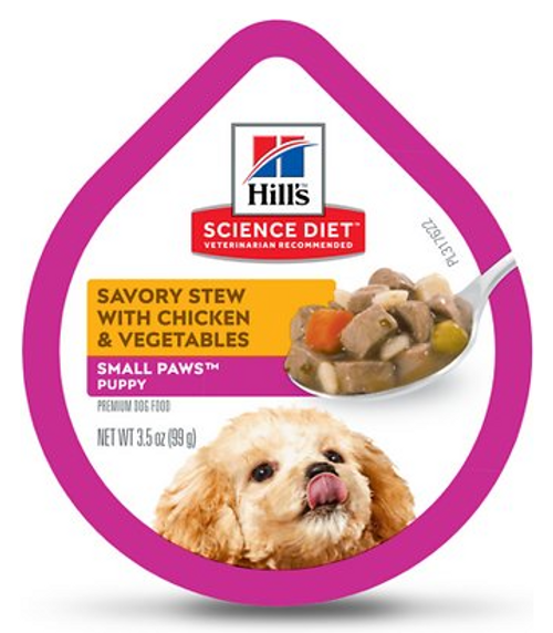Hill's Science Diet Puppy Small Paws Savory Chicken & Vegetable Stew Wet Dog Food Trays