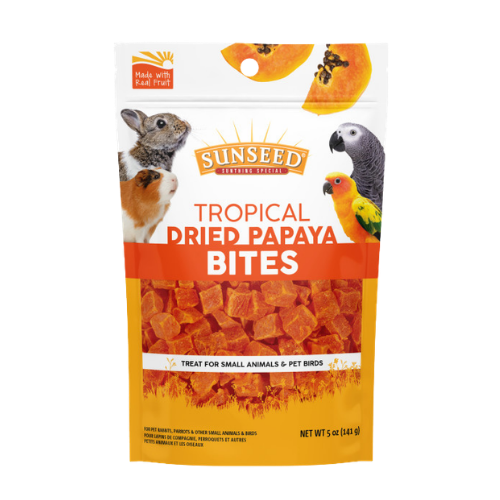 Sunseed Tropical Dried Papaya Treat Bites for Pet Birds & Small Animals 5 oz