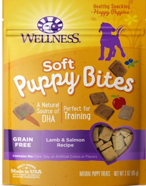 Wellness Soft Puppy Bites Lamb & Salmon Recipe Grain-Free Dog Treats 3 oz