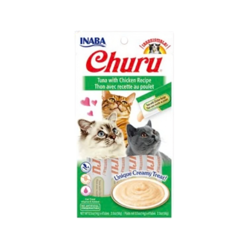 Inaba Churu Grain-Free Tuna With Chicken Puree Tube Cat Treat 4 pk