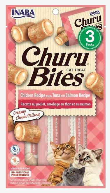 Inaba Ciao Churu Tuna With Salmon Bite Wraps Cat Treats 3 pk