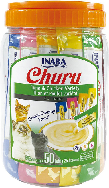 Inaba Ciao Churu Tuna & Chicken Puree Variety Cat Treats 50 pk