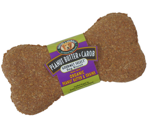 Nature's Animals Gourmet Select Organic Peanut Butter & Carob Dog Biscuit 4 in