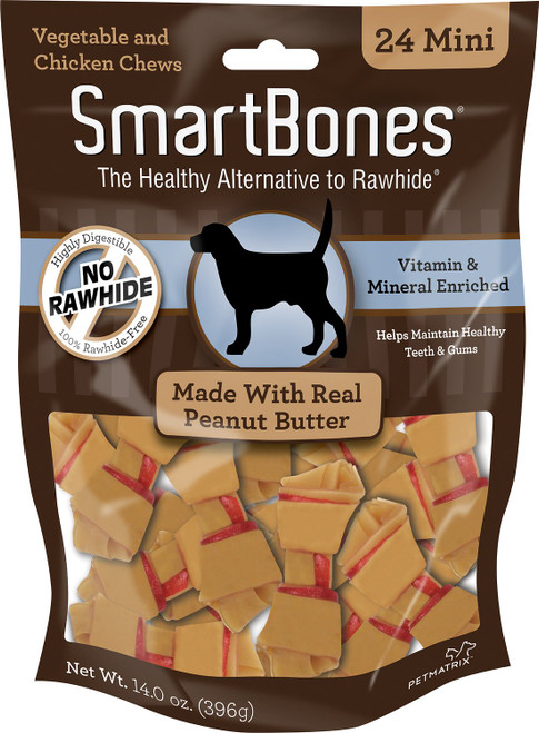 Smartbones Rawhide-Free Peanut Butter Mini Bones For Dogs 24 ct
