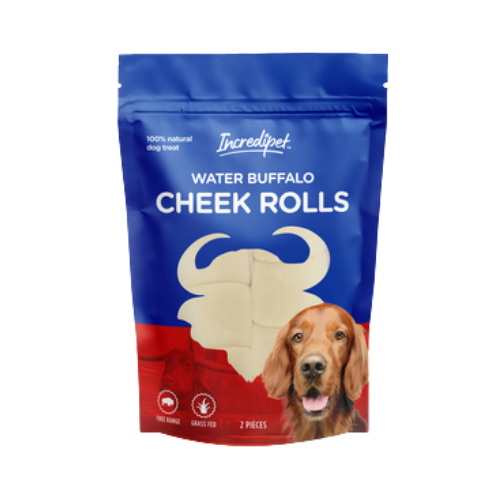 Incredipet Buffalo Cheek Rolls Dog Chew 2 pk