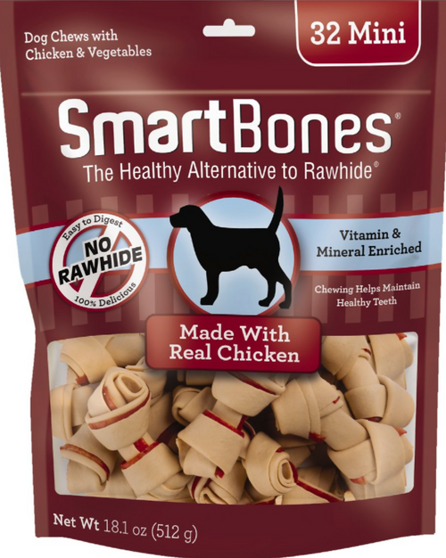 Smartbones Rawhide-Free With Real Chicken Mini Bones For Dogs 24 ct