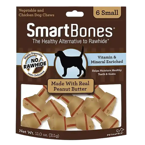 Smartbones Rawhide-Free Peanut Butter Small Bones For Dogs 6 ct
