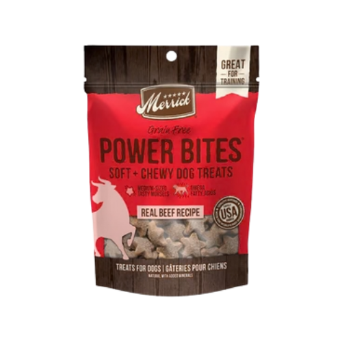 Merrick Power Bites Real Beef Recipe Grain-Free Soft & Chewy Dog Treats 6 oz