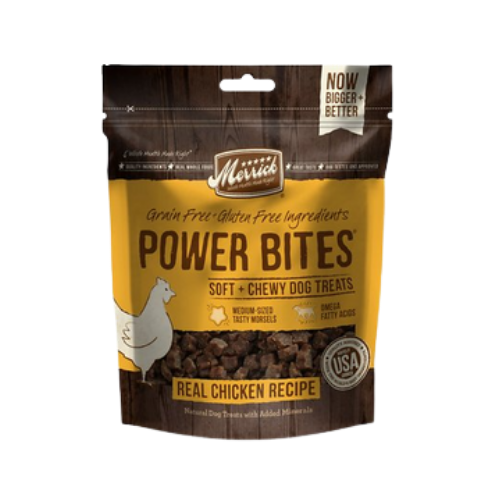 Merrick Power Bites Real Chicken Recipe Grain-Free Soft & Chewy Dog Treats 6 oz