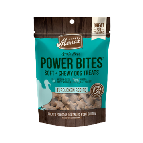 Merrick Power Bites Turducken Recipe Grain-Free Soft & Chewy Dog Treats 6 oz