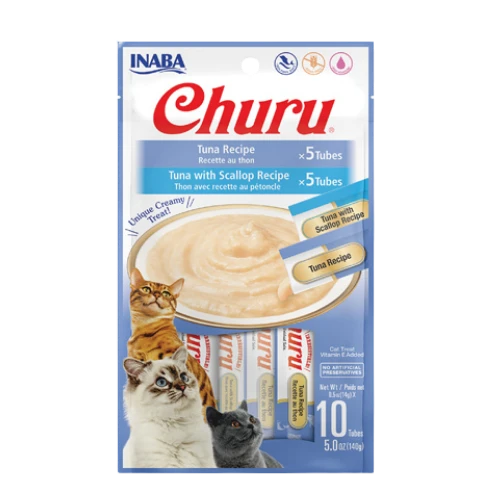 Inaba Churu Tuna & Tuna With Scallop Recipe Variety Creamy Cat Treat 10 pk