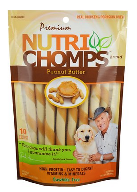 Scott Pet Nutri Chomps Peanut Butter Flavor Twists Rawhide-Free Mini Dog Treats 10 ct