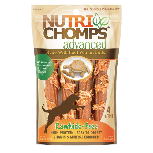 Scott Pet Nutri Chomps Advanced Peanut Butter Twists With Chicken Wrap Dog Treats 4 ct