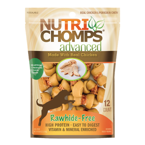 Scott Pet Nutri Chomps Advanced Real Chicken Rawhide-Free Knot Dog Treats 12 ct