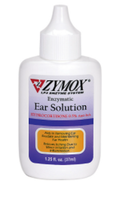 Zymox Enzymatic Ear Solution With 0.5% Hydrocortisone for Dogs & Cats 1.25 oz