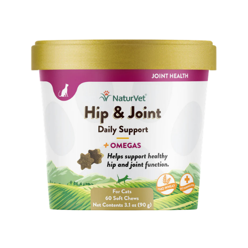 Naturvet Hip & Joint Plus Omegas Cat Soft Chews Supplement 60 ct