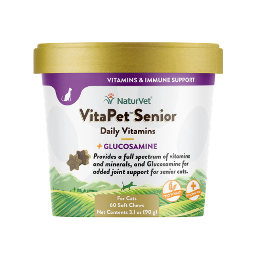 Naturvet Vitapet Senior Daily Vitamins Plus Glucosamine Cat Soft Chews Supplement 60 ct