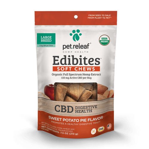 Pet Releaf Edibites Digestive Health Sweet Potato Pie Soft Chews for Large Breed Dogs 7.5 oz
