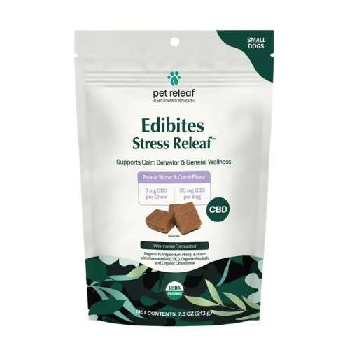 Pet Releaf Edibites CBD Calming Peanut Butter & Carob Soft Chews for Small & Medium Dogs 7.5 oz
