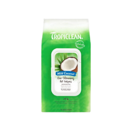 Tropiclean Wax, Debris & Odor Remover Ear Cleaning Dog & Cat Wipes 50 ct