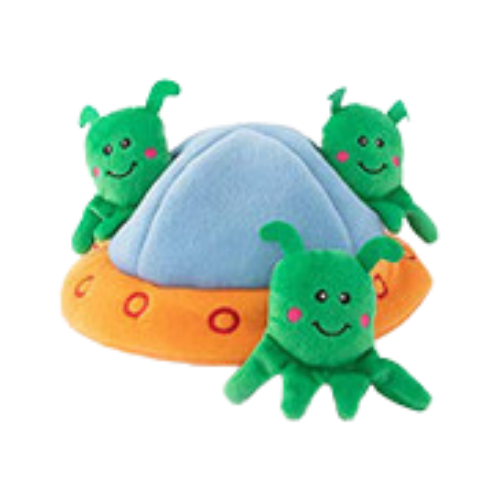 Zippy Paws Aliens In Ufo Spaceship Burrow Dog Toy 