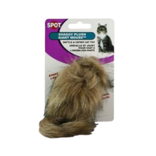 Spot Ethical Pet Shaggy Giant Mouse With Rattle & Catnip Cat Toy 
